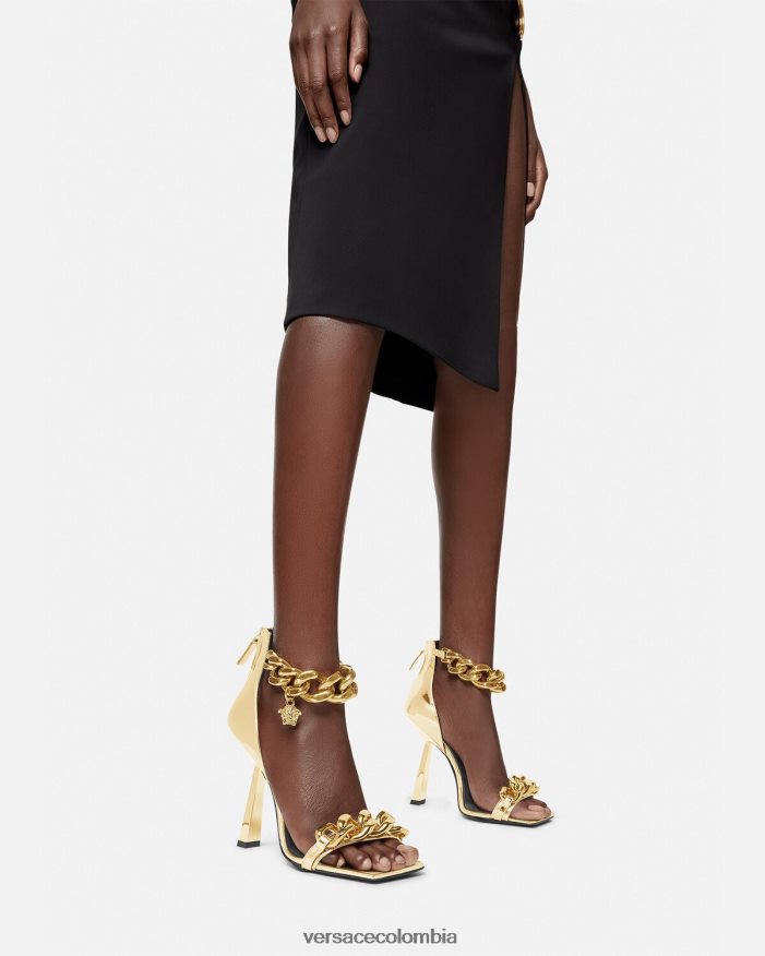 mujer sandalias con cadena metálica de Medusa Versace oro 2RP40F447 zapato