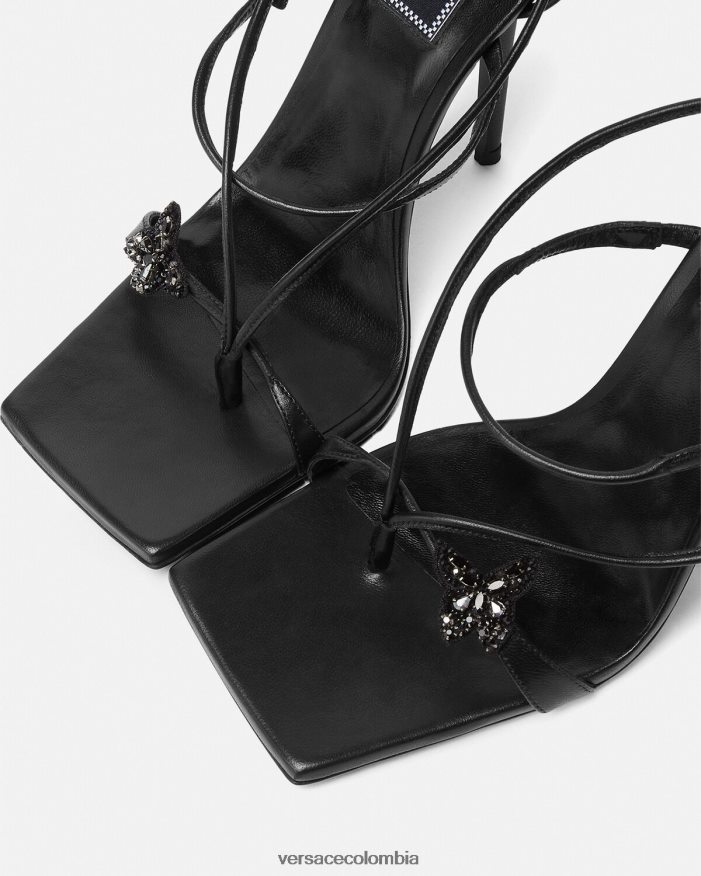mujer sandalias con mariposas de cristal Versace negro 2RP40F435 zapato
