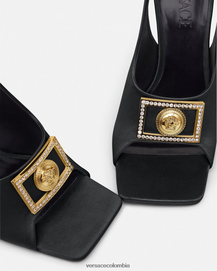 mujer sandalias con medusa y cristales Versace negro 2RP40F465 zapato