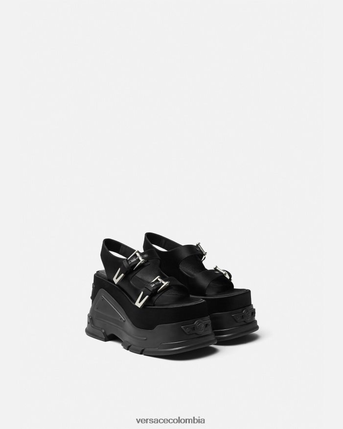 mujer sandalias con plataforma y motivo Medusa Versace negro 2RP40F438 zapato