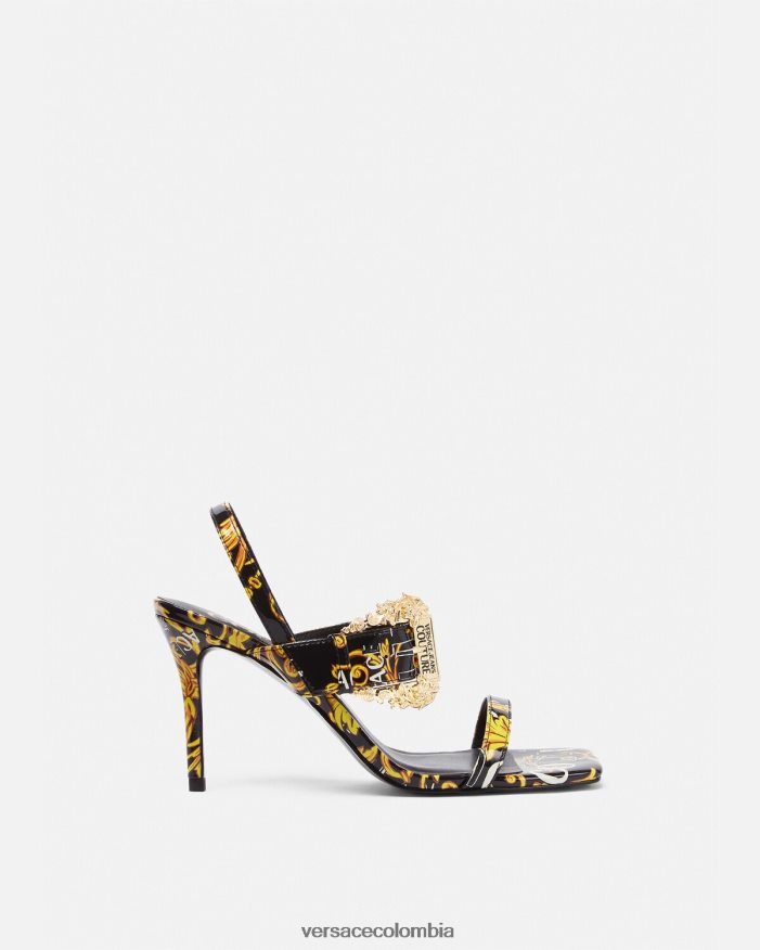 mujer sandalias con tira trasera emily de alta costura con logo Versace oro negro 2RP40F2282 zapato
