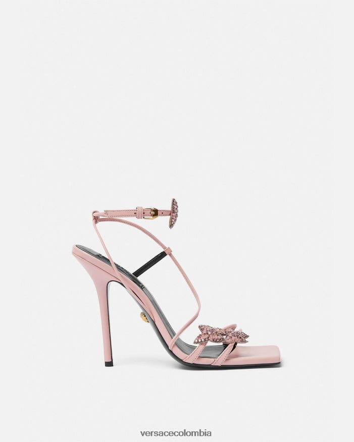 mujer sandalias de raso con mariposas de cristal Versace rosa 2RP40F437 zapato