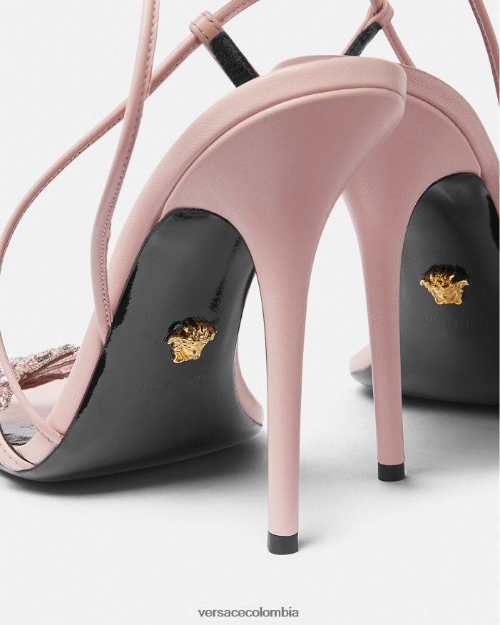 mujer sandalias de raso con mariposas de cristal Versace rosa 2RP40F437 zapato