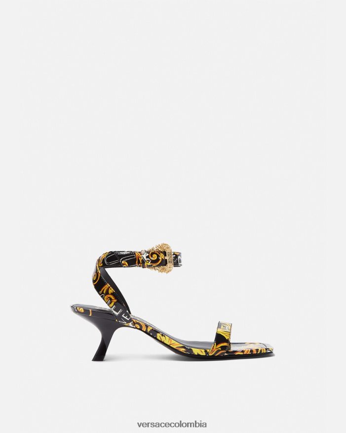 mujer sandalias fiona de alta costura con logo Versace oro negro 2RP40F2285 zapato