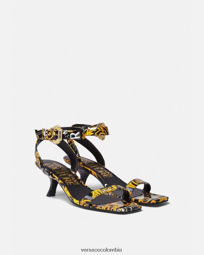 mujer sandalias fiona de alta costura con logo Versace oro negro 2RP40F2285 zapato