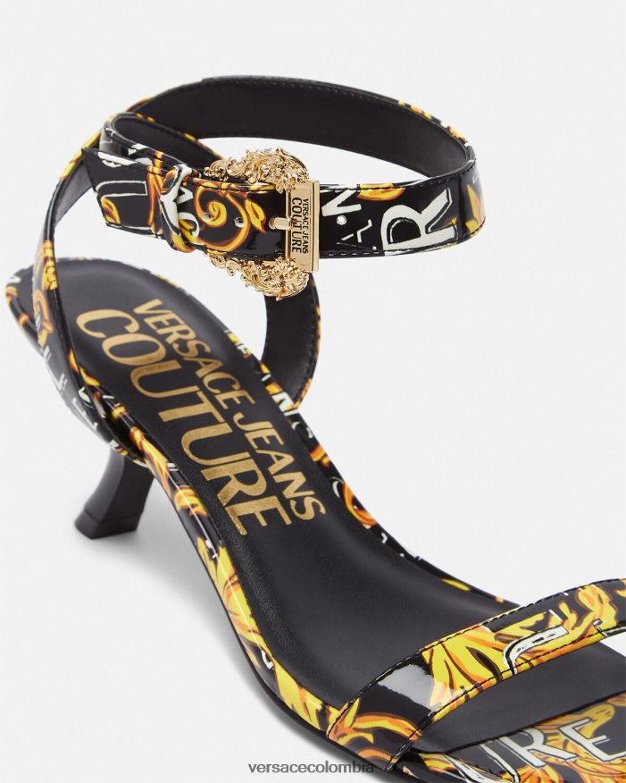 mujer sandalias fiona de alta costura con logo Versace oro negro 2RP40F2285 zapato