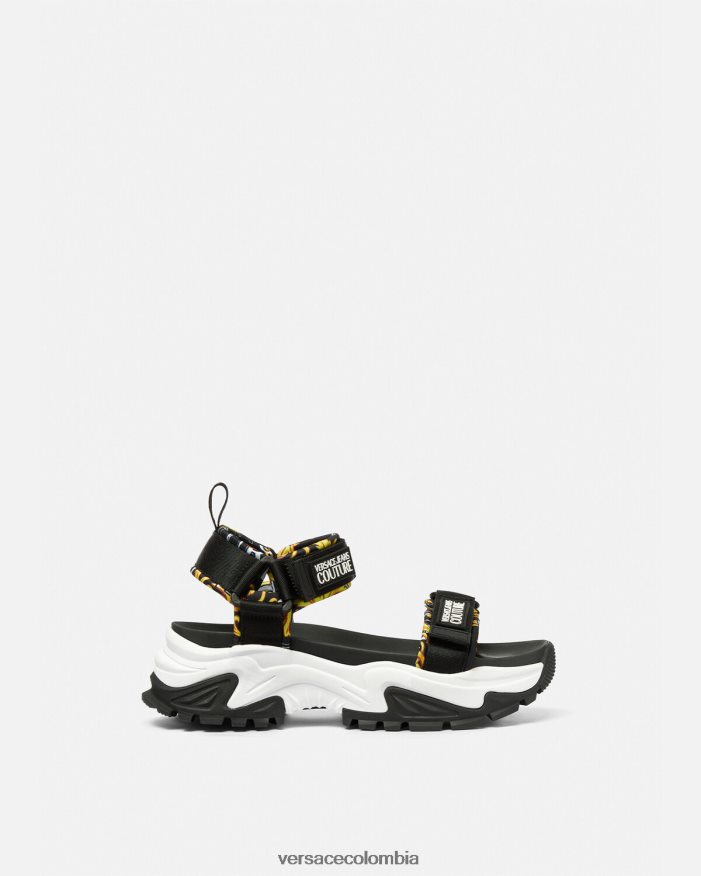 mujer sandalias gruesas de excursionista Versace oro negro 2RP40F2288 zapato