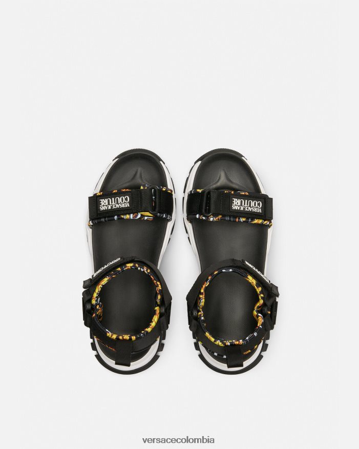 mujer sandalias gruesas de excursionista Versace oro negro 2RP40F2288 zapato