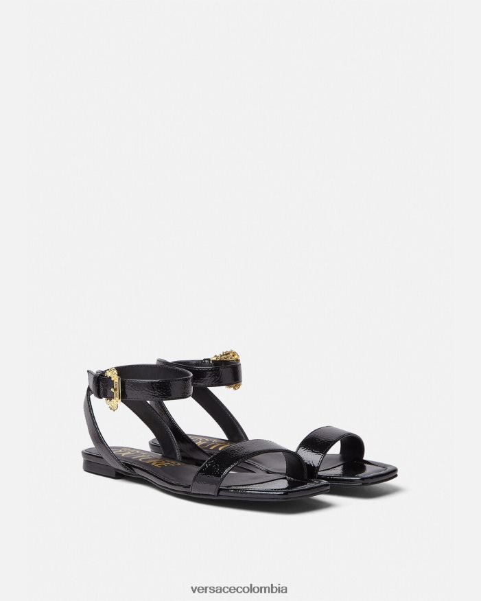 mujer sandalias planas Millie con hebilla barroca Versace negro 2RP40F2259 zapato