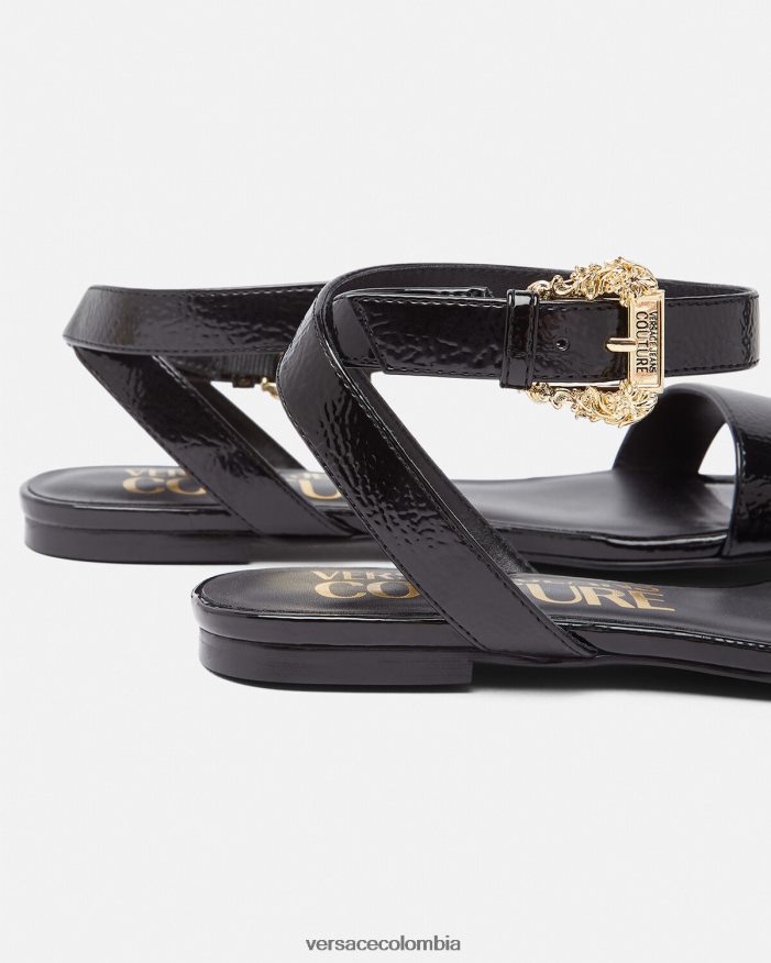mujer sandalias planas Millie con hebilla barroca Versace negro 2RP40F2259 zapato