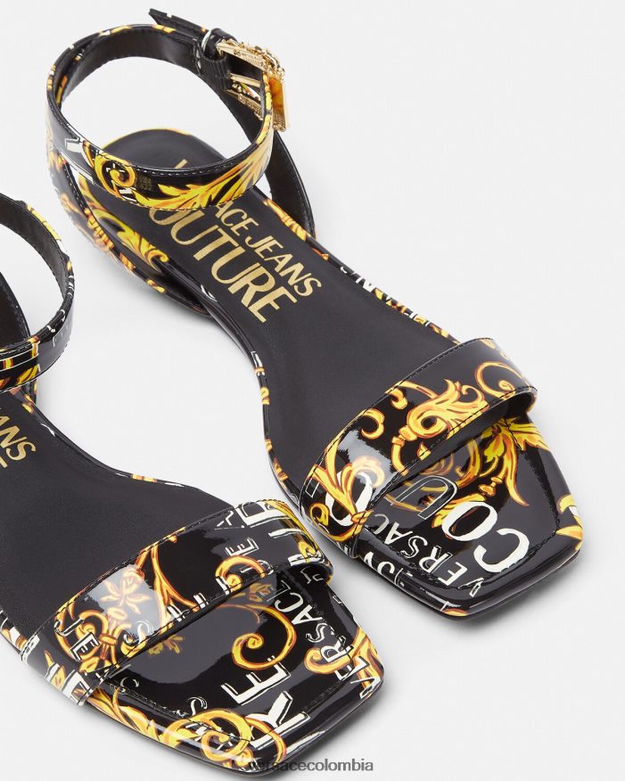 mujer sandalias planas millie de alta costura pop Versace oro negro 2RP40F2299 zapato