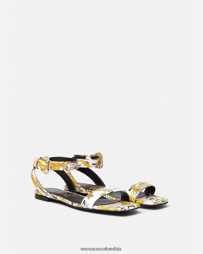 mujer sandalias planas millie de alta costura pop Versace oro y blanco 2RP40F2298 zapato