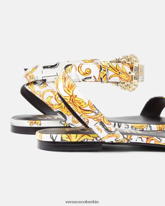 mujer sandalias planas millie de alta costura pop Versace oro y blanco 2RP40F2298 zapato
