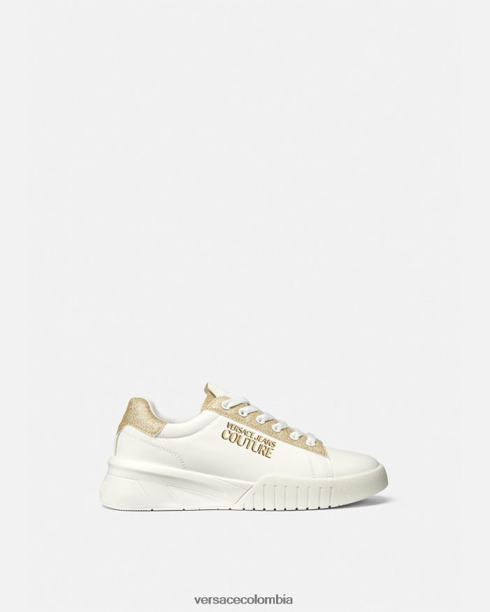 mujer zapatillas altas Versace oro y blanco 2RP40F2311 zapato