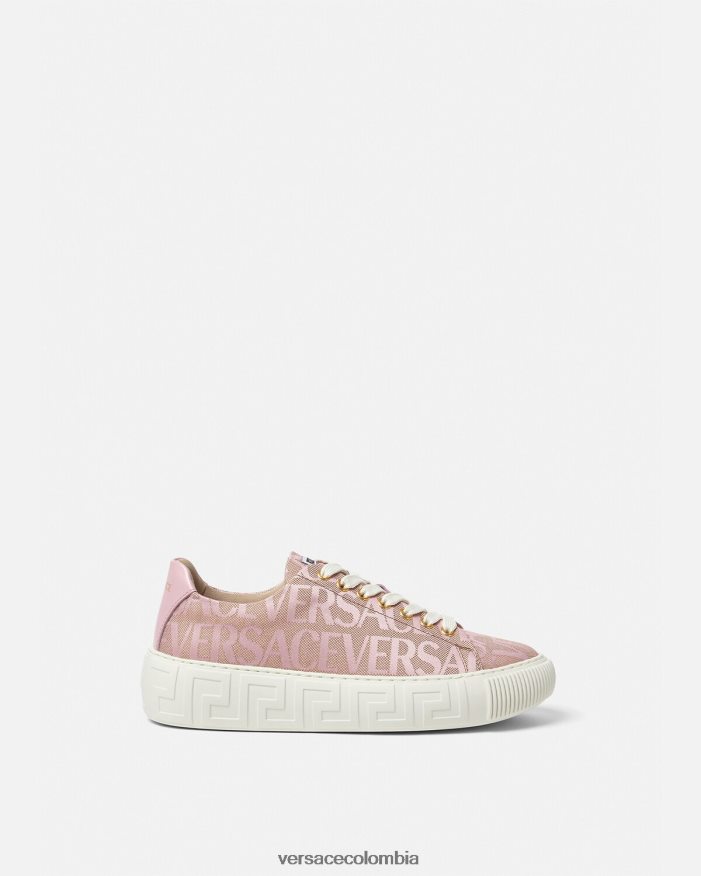 mujer zapatillas con greca en toda la prenda Versace rosa y estampado 2RP40F499 zapato