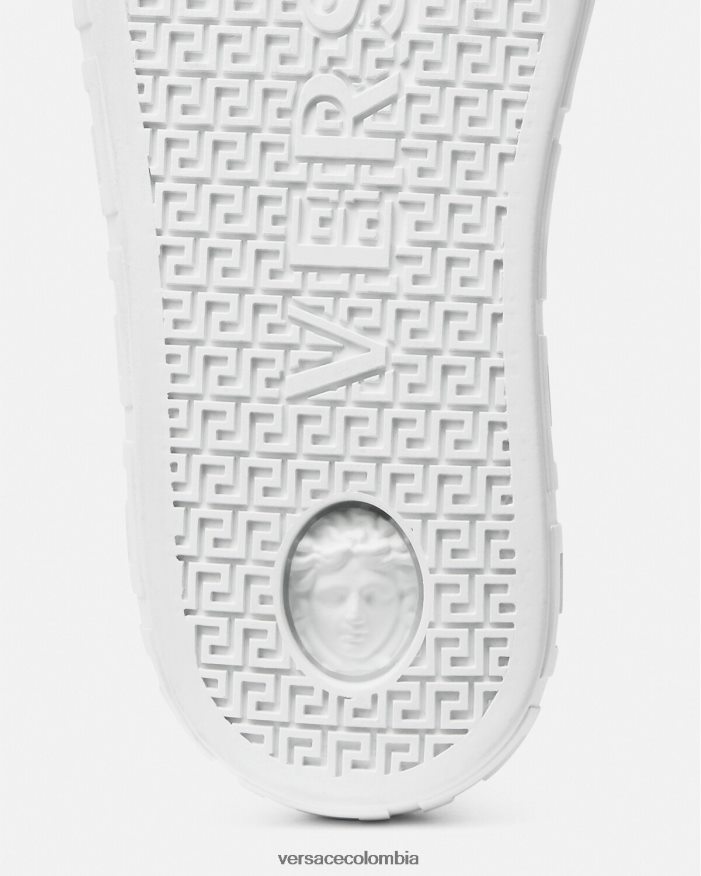 mujer zapatillas con greca en toda la prenda con cristales Versace negro 2RP40F498 zapato