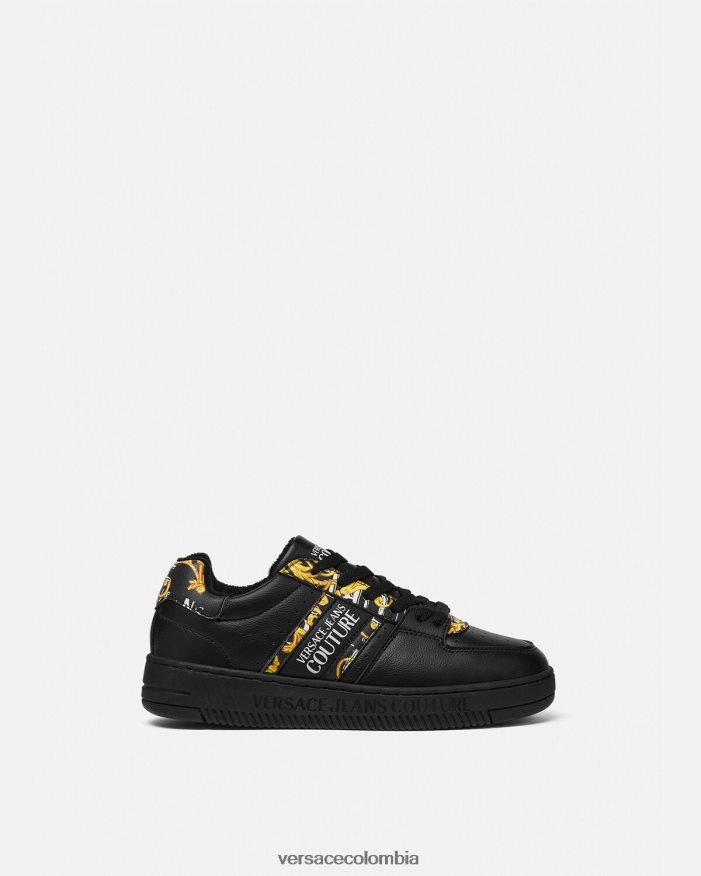 mujer zapatillas con logo Brush Couture Meyssa Versace oro negro 2RP40F2296 zapato
