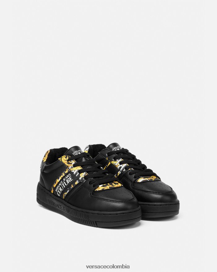 mujer zapatillas con logo Brush Couture Meyssa Versace oro negro 2RP40F2296 zapato