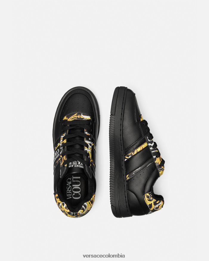 mujer zapatillas con logo Brush Couture Meyssa Versace oro negro 2RP40F2296 zapato