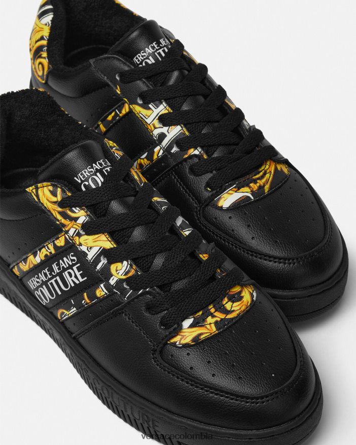 mujer zapatillas con logo Brush Couture Meyssa Versace oro negro 2RP40F2296 zapato