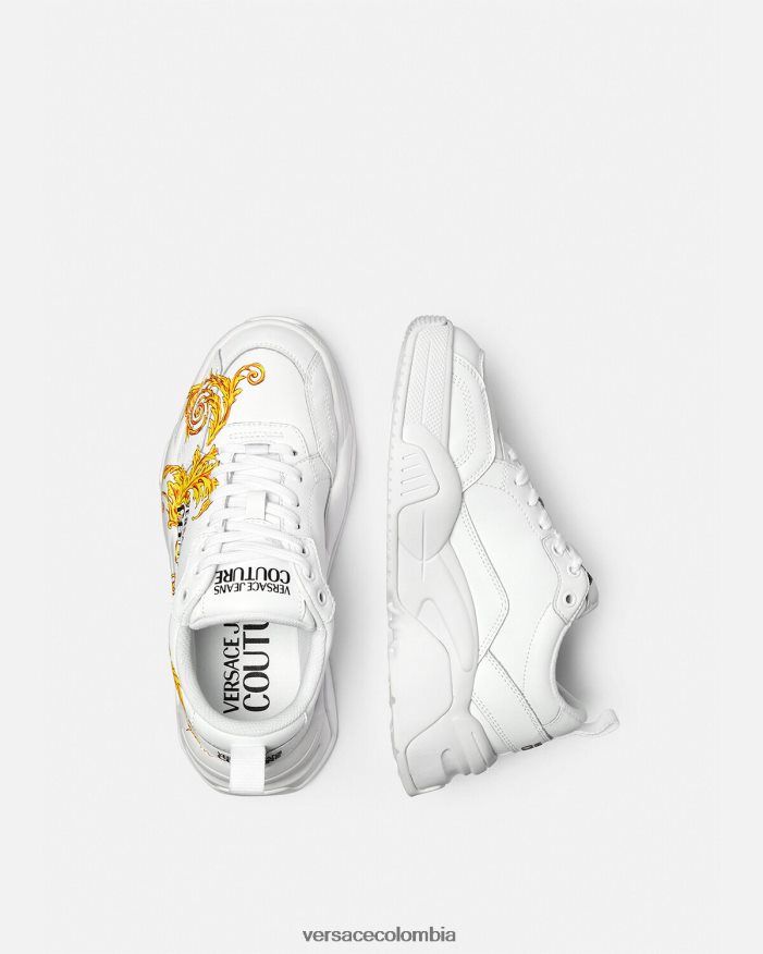 mujer zapatillas de alta costura con logo Stargaze Versace oro y blanco 2RP40F2310 zapato