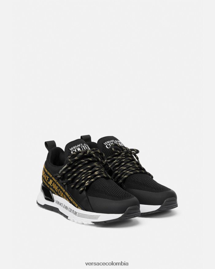 mujer zapatillas dinámicas Versace oro negro 2RP40F2256 zapato