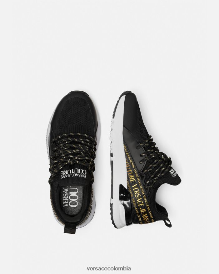 mujer zapatillas dinámicas Versace oro negro 2RP40F2256 zapato