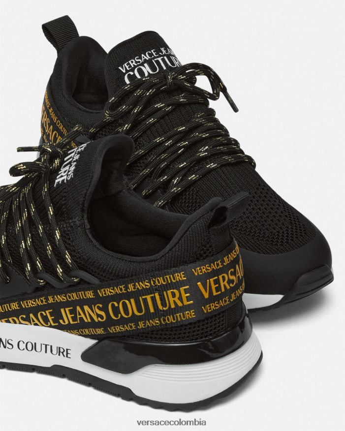 mujer zapatillas dinámicas Versace oro negro 2RP40F2256 zapato