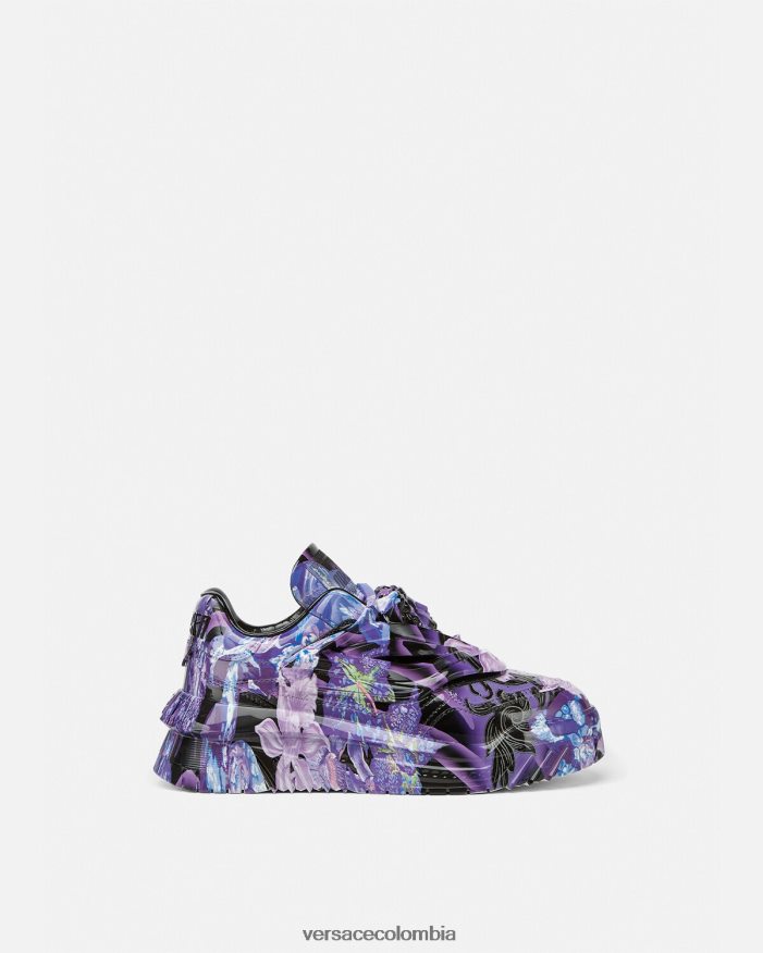 mujer zapatillas odissea con diseño barroco y orquídeas Versace violeta y estampado 2RP40F512 zapato