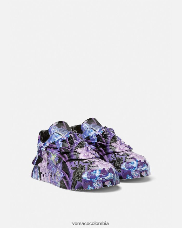 mujer zapatillas odissea con diseño barroco y orquídeas Versace violeta y estampado 2RP40F512 zapato