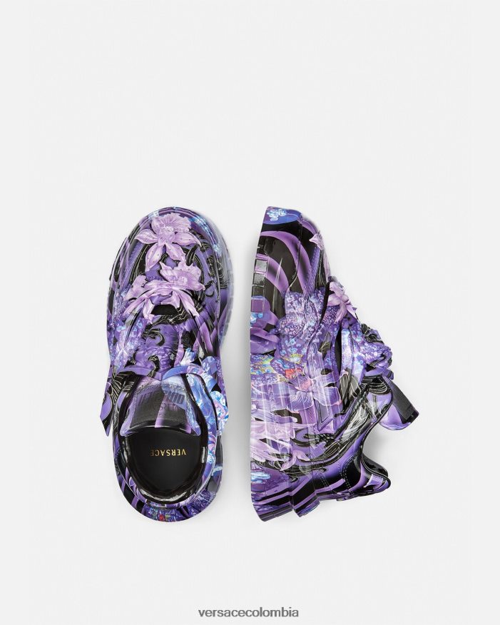 mujer zapatillas odissea con diseño barroco y orquídeas Versace violeta y estampado 2RP40F512 zapato
