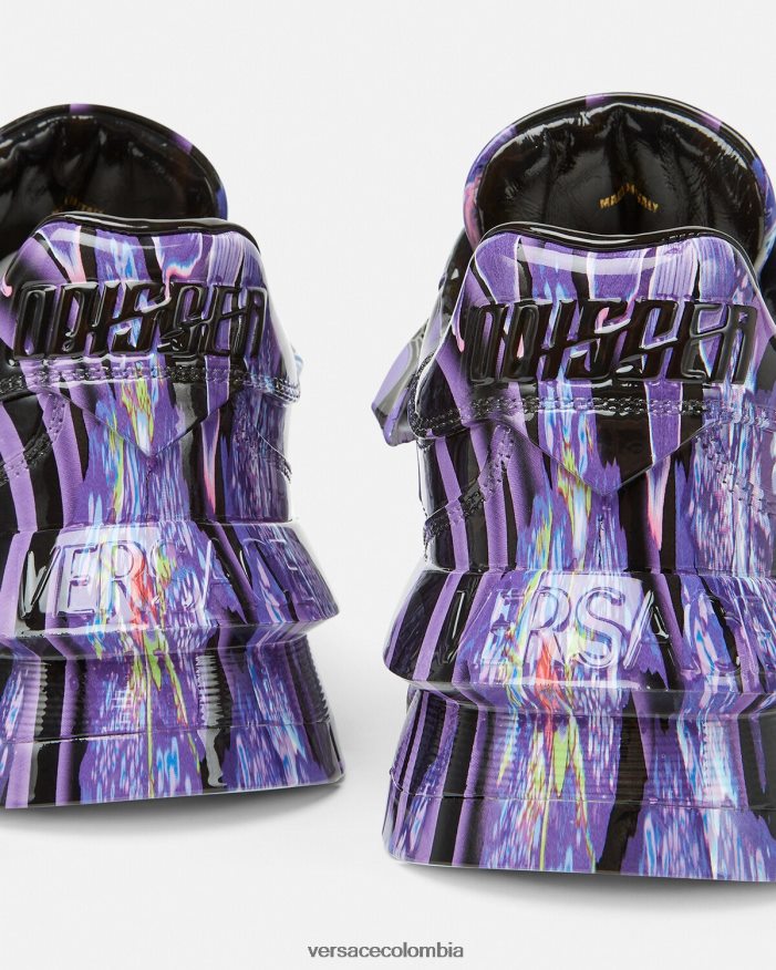 mujer zapatillas odissea con diseño barroco y orquídeas Versace violeta y estampado 2RP40F512 zapato