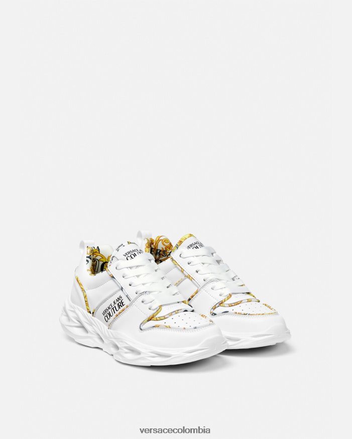 mujer zapatillas okinawa de alta costura con logo Versace blanco 2RP40F2302 zapato