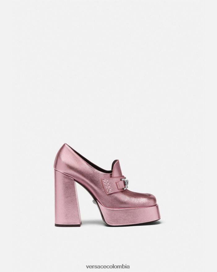 mujer zapatos de tacón con plataforma metálica Medusa '95 Versace rosa 2RP40F484 zapato