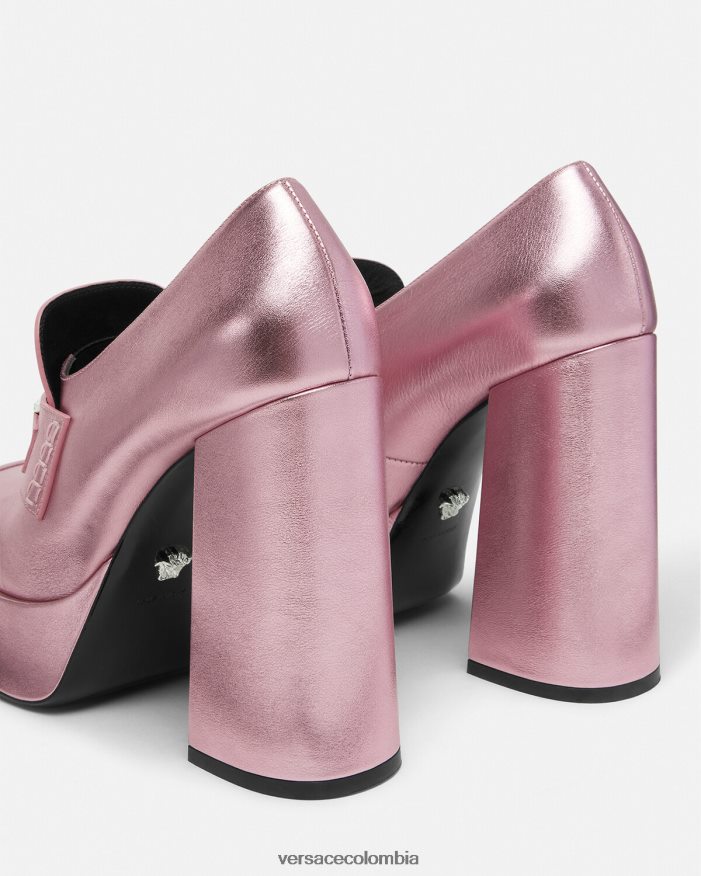 mujer zapatos de tacón con plataforma metálica Medusa '95 Versace rosa 2RP40F484 zapato