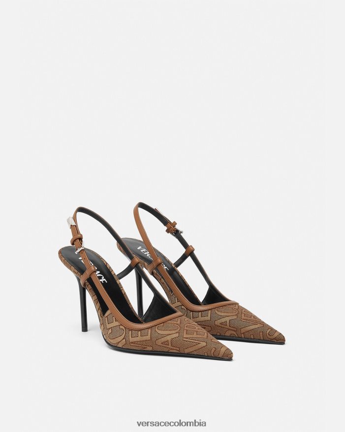 mujer zapatos de tacón con tira trasera Versace marrón 2RP40F481 zapato