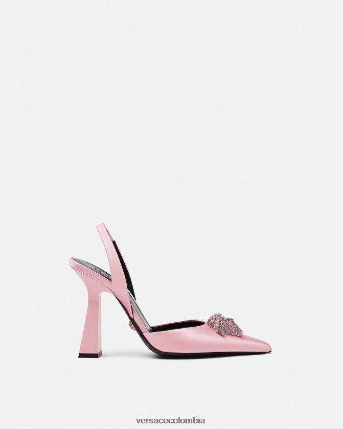 mujer zapatos de tacón con tira trasera de raso la medusa con cristales Versace Rosa claro 2RP40F487 zapato