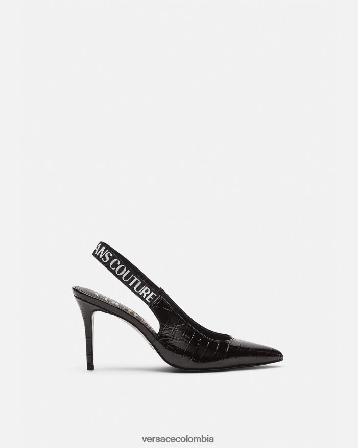 mujer zapatos de tacón con tira trasera y logo Versace negro 2RP40F2307 zapato