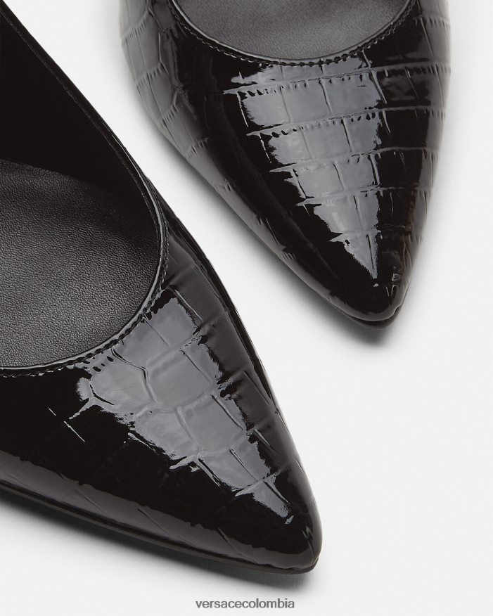 mujer zapatos de tacón con tira trasera y logo Versace negro 2RP40F2307 zapato