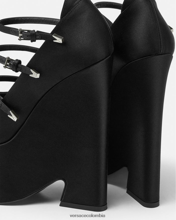 mujer zapatos de tacón tempest con plataforma de satén Versace negro 2RP40F494 zapato