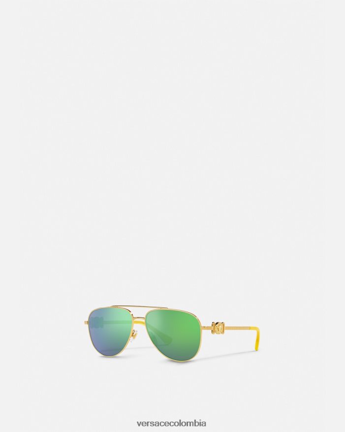 niños gafas de sol de aviador medusa Versace oro y verde 2RP40F2059 accesorios