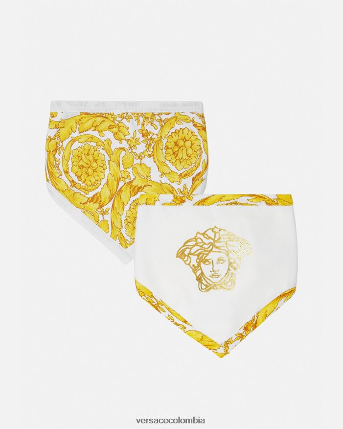 niños babero barroco para bebé paquete de 2 Versace Oro blanco 2RP40F1845 accesorios