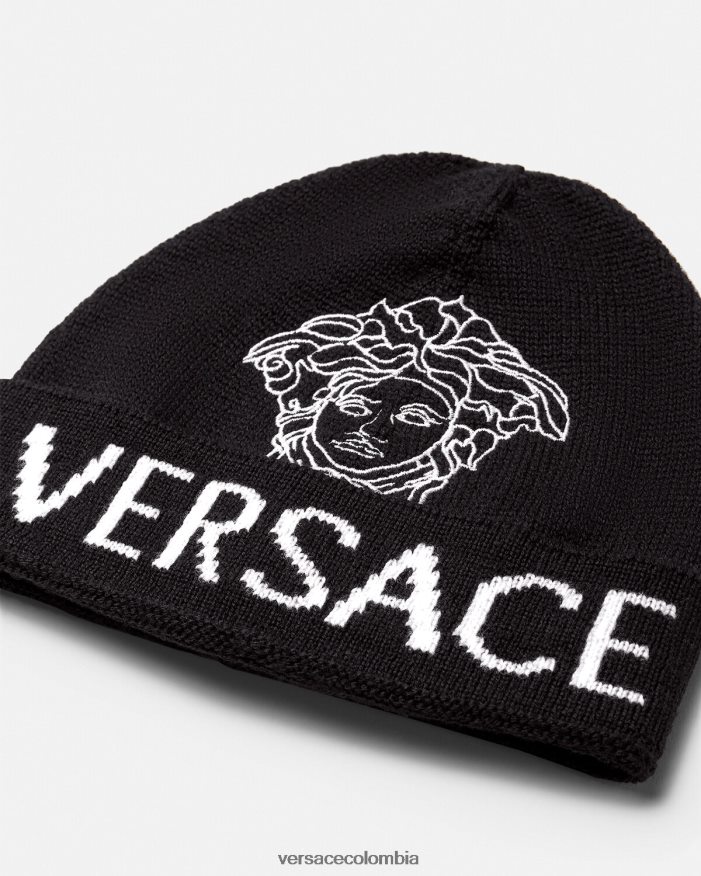 niños gorro con logo de medusa Versace negro 2RP40F2078 accesorios