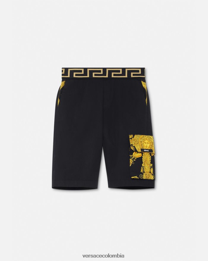 niños maschera barroco greca pantalones cortos Versace negro 2RP40F2126 ropa