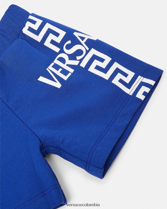 niños shorts de bebé con logo de Greca Versace azul 2RP40F1889 ropa