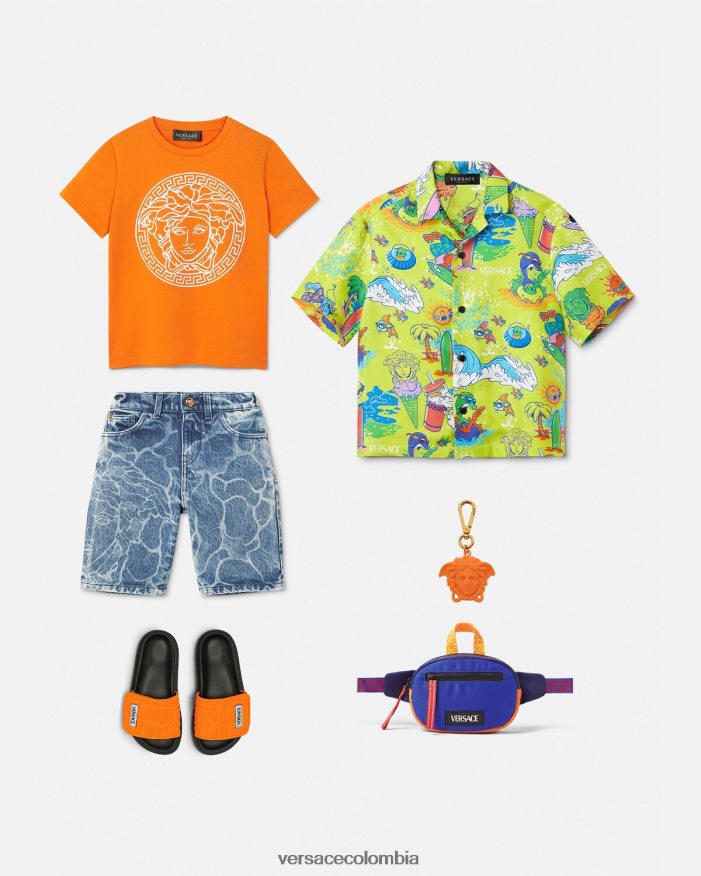 niños shorts de mezclilla con medusa Versace azul 2RP40F2128 ropa