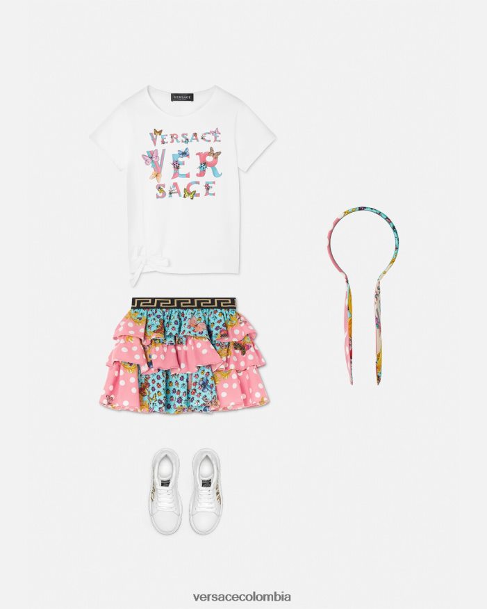 niños camiseta con logo Versace blanco y estampado 2RP40F1931 ropa