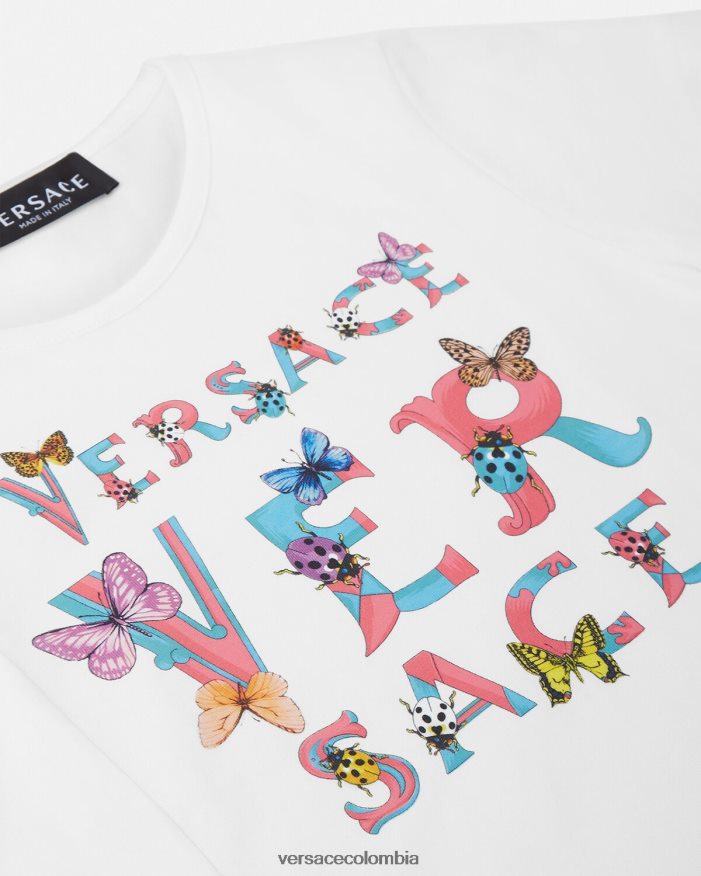niños camiseta con logo Versace blanco y estampado 2RP40F1931 ropa