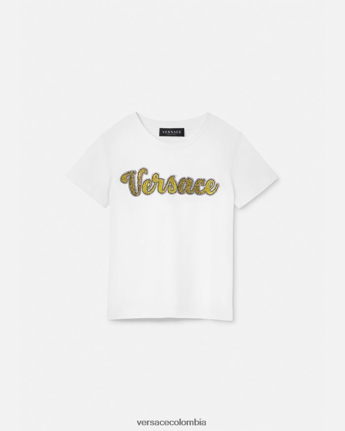 niños camiseta con logo de cristal Versace blanco 2RP40F2020 ropa