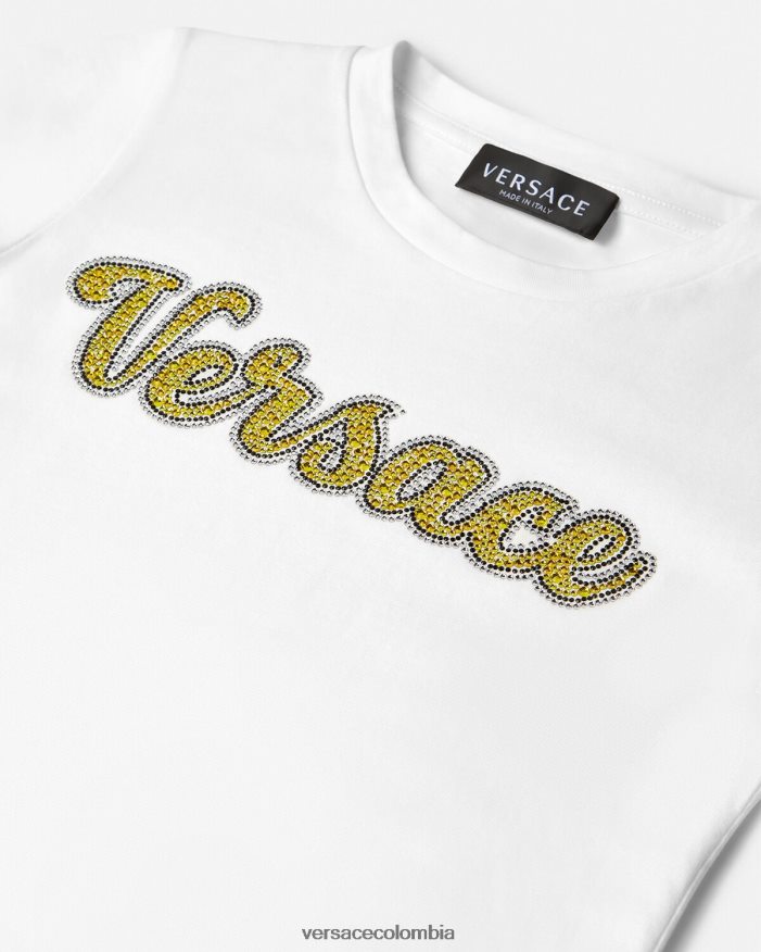 niños camiseta con logo de cristal Versace blanco 2RP40F2020 ropa